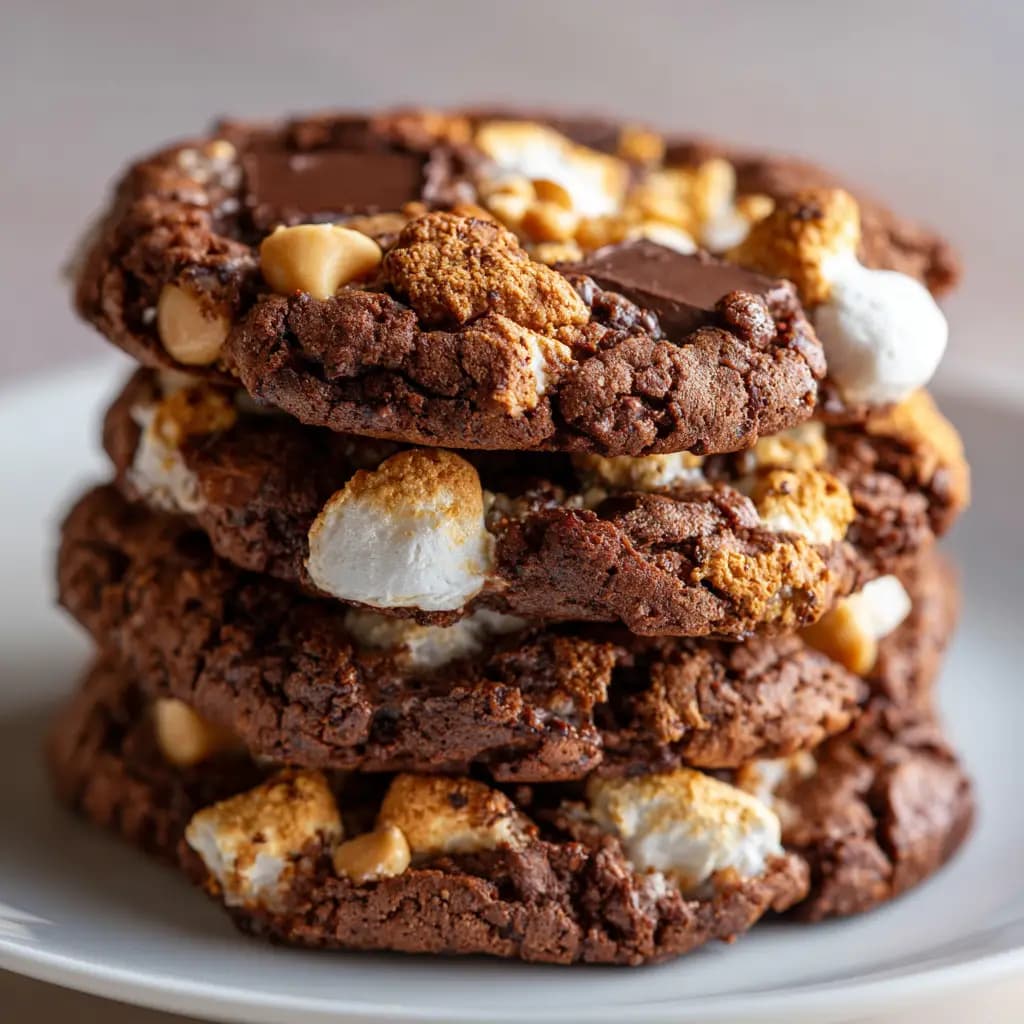 Chocolate Peanut Butter Marshmallow Cookies with Toasted Marshmallows