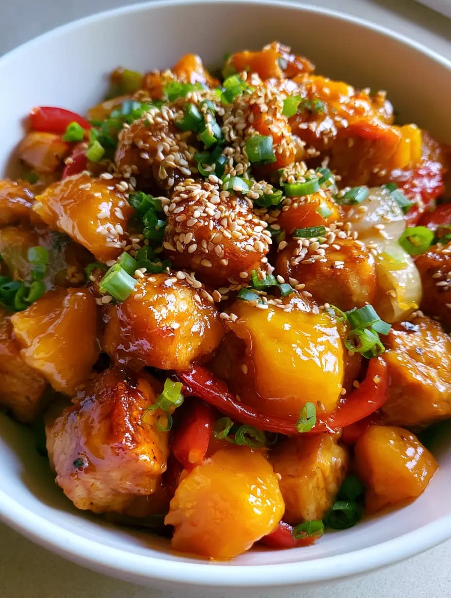 Mango Glazed Chicken with Fresh Mango and Bell Pepper
