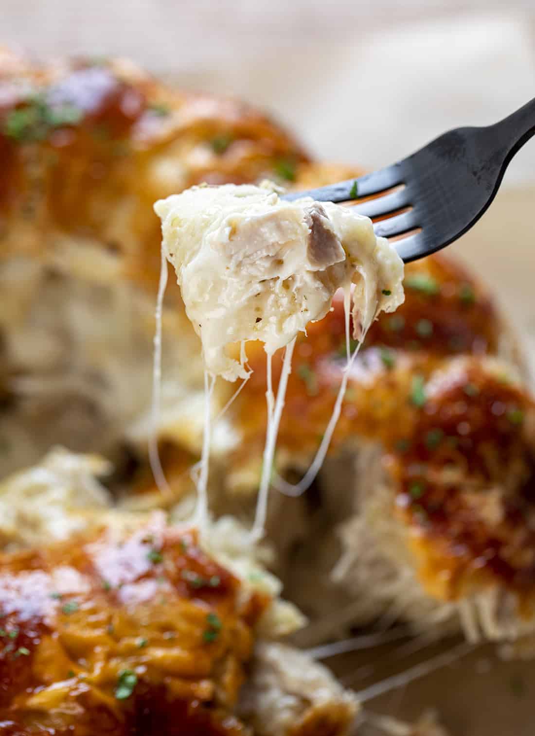 Chicken Alfredo Monkey Bread with Rotisserie Chicken