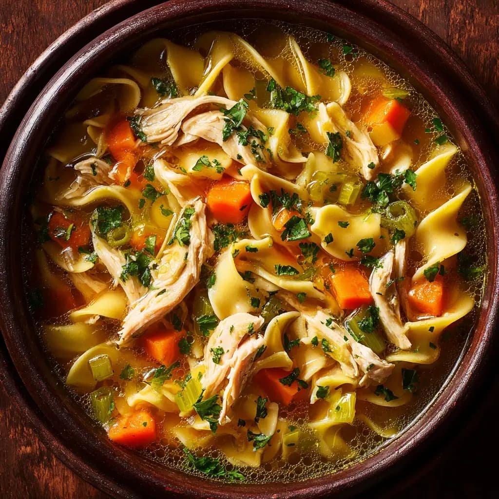 Homemade Chicken Noodle Soup with Bone-In Chicken and Egg Noodles