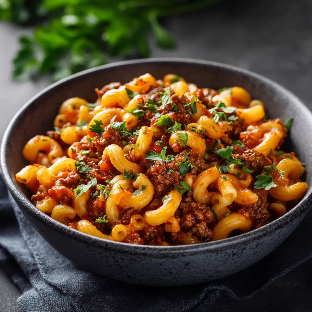One Pot Beefaroni with Sharp Cheddar