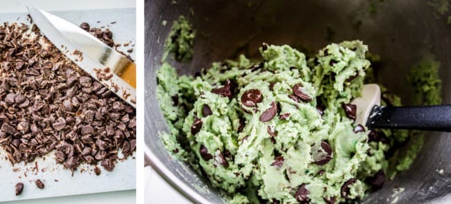 Mint Chocolate Chip Cookies with Peppermint and Dark Chocolate