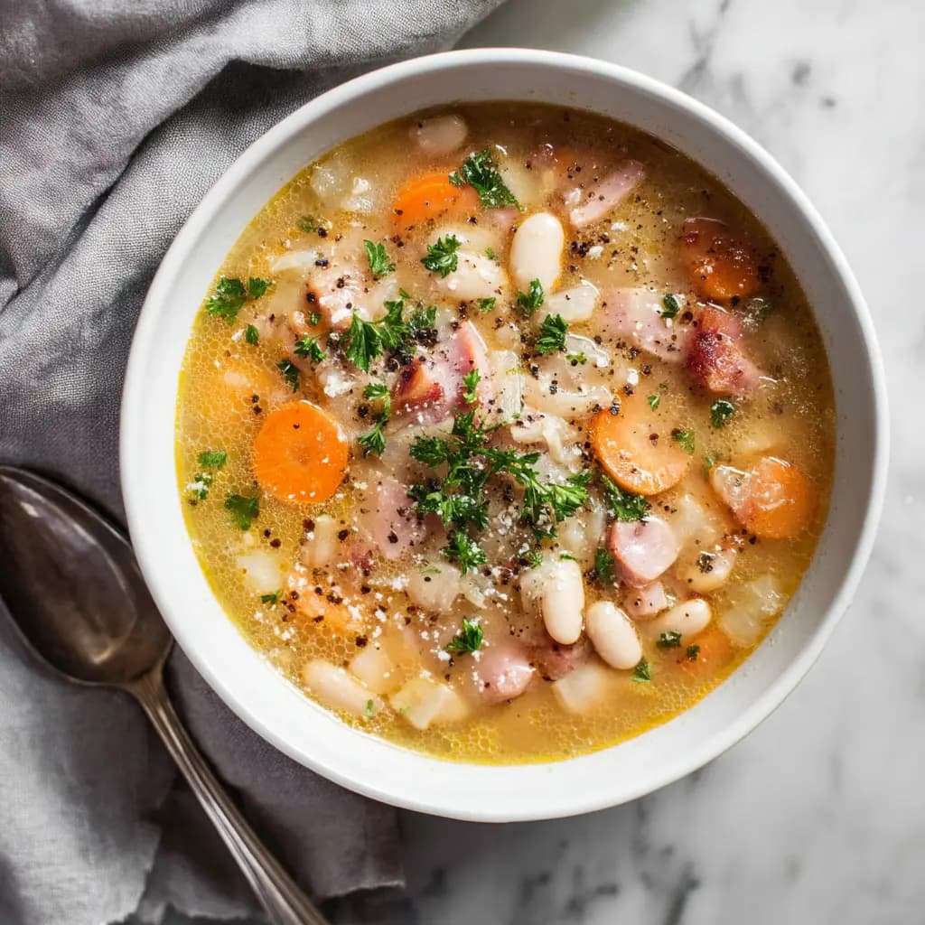 Slow Cooker Ham and Bean Soup with Navy Beans and Ham