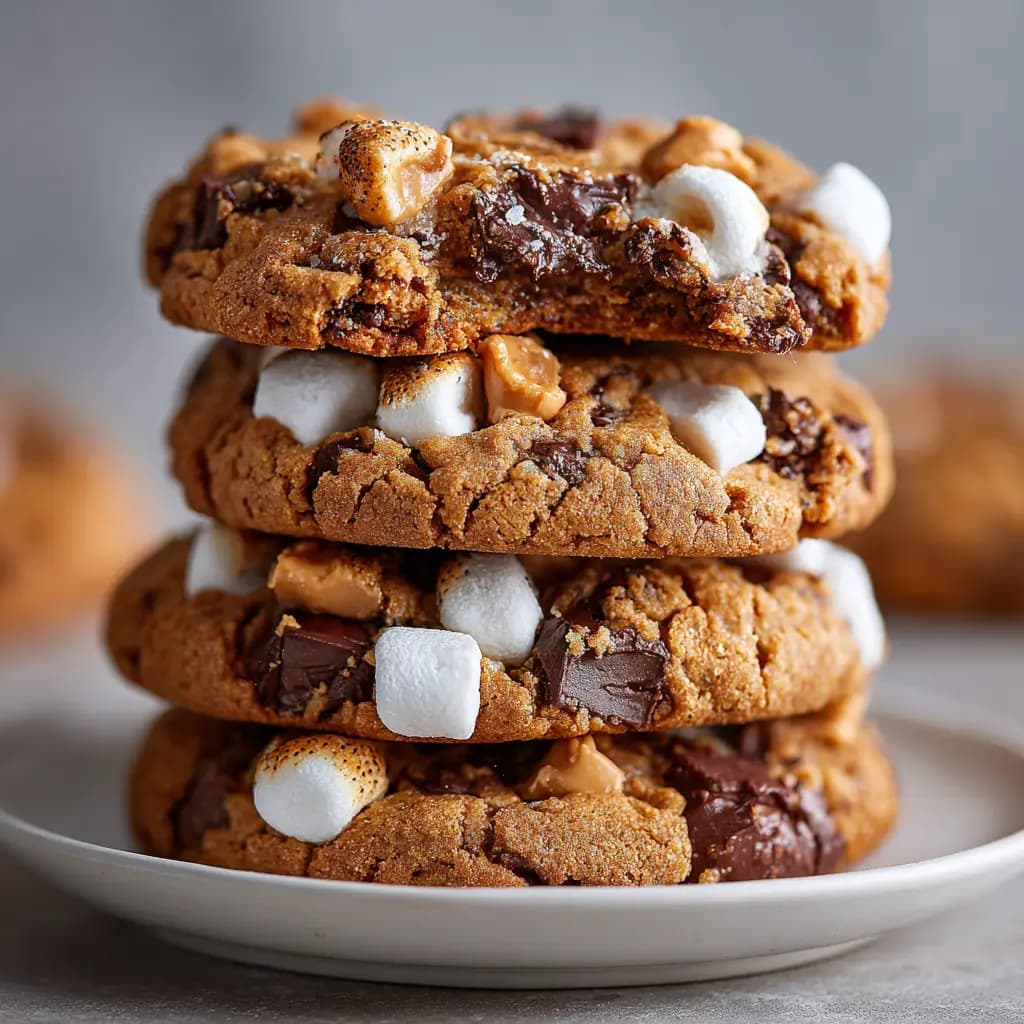 Chocolate Peanut Butter Marshmallow Cookies with Toasted Marshmallows