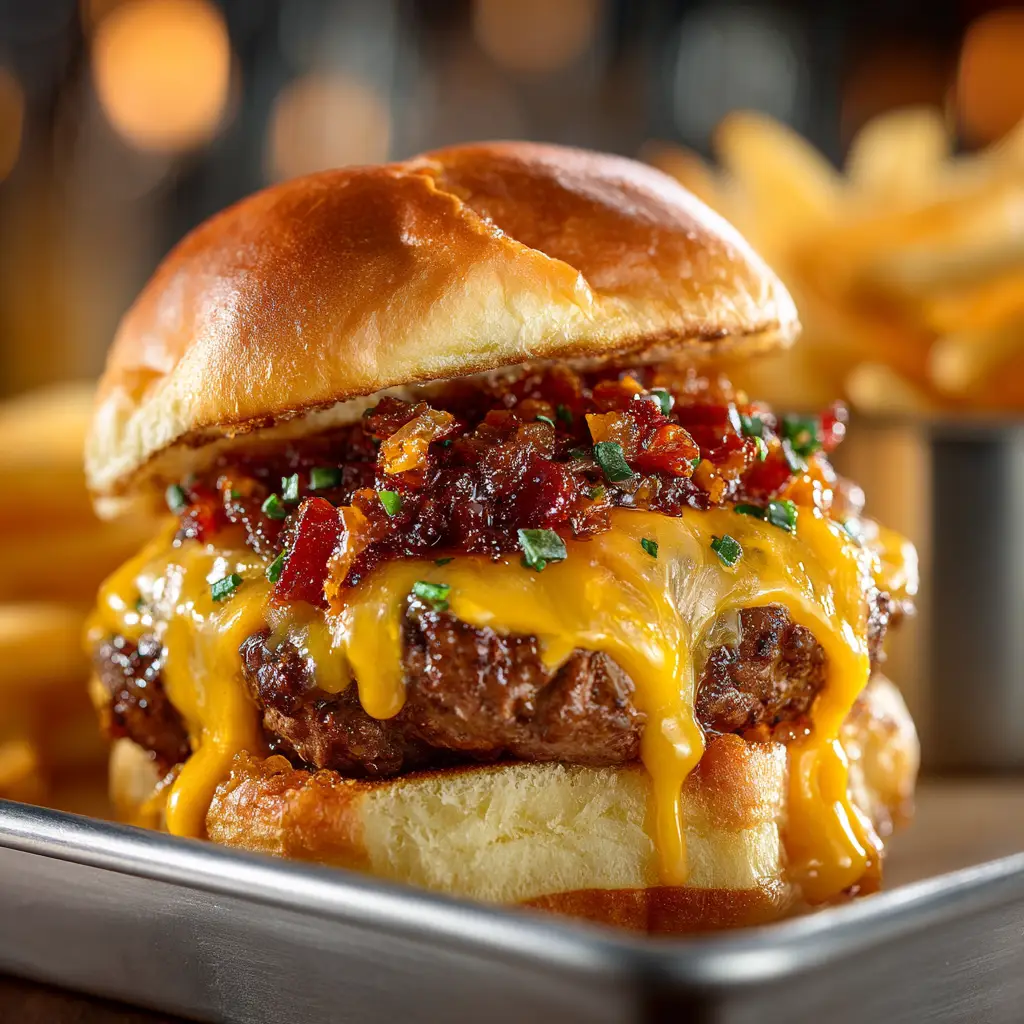 Bacon Jam Cheeseburger Sliders with Sharp Cheddar
