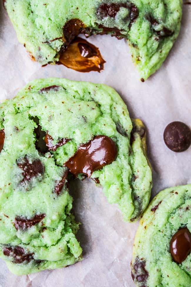 Mint Chocolate Chip Cookies with Peppermint and Dark Chocolate