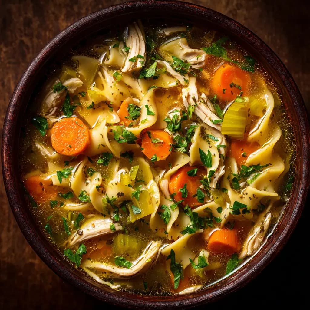 Homemade Chicken Noodle Soup with Bone-In Chicken and Egg Noodles