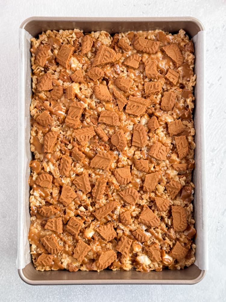Biscoff Rice Krispie Treats with Cookie Butter and Cookies