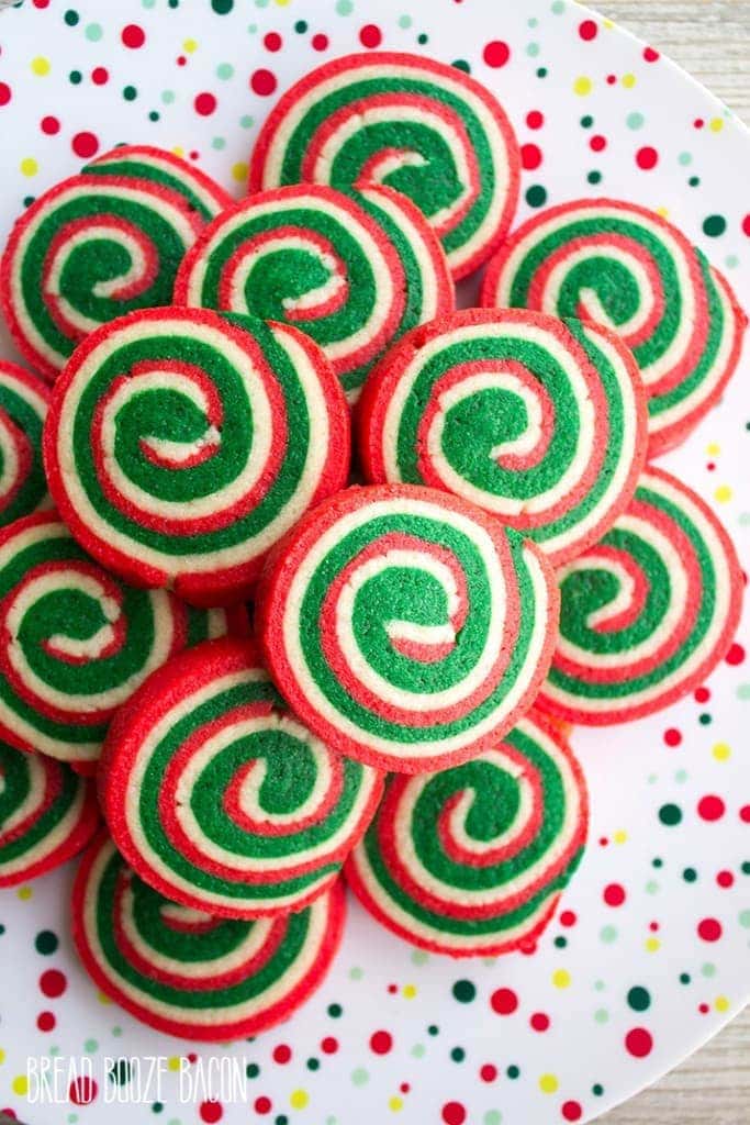 Christmas Pinwheel Cookies: Red, White, and Green Swirls
