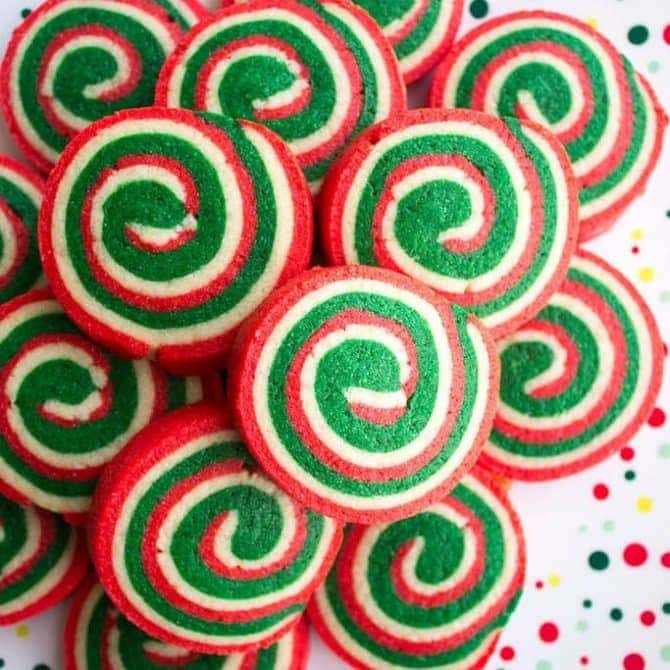 Christmas Pinwheel Cookies: Red, White, and Green Swirls