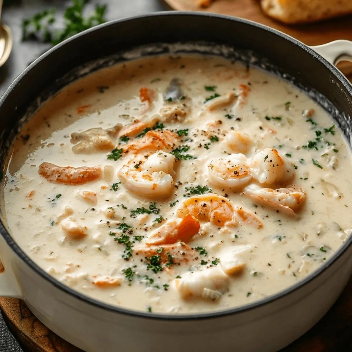 Crab and Shrimp Seafood Bisque with Smoked Paprika