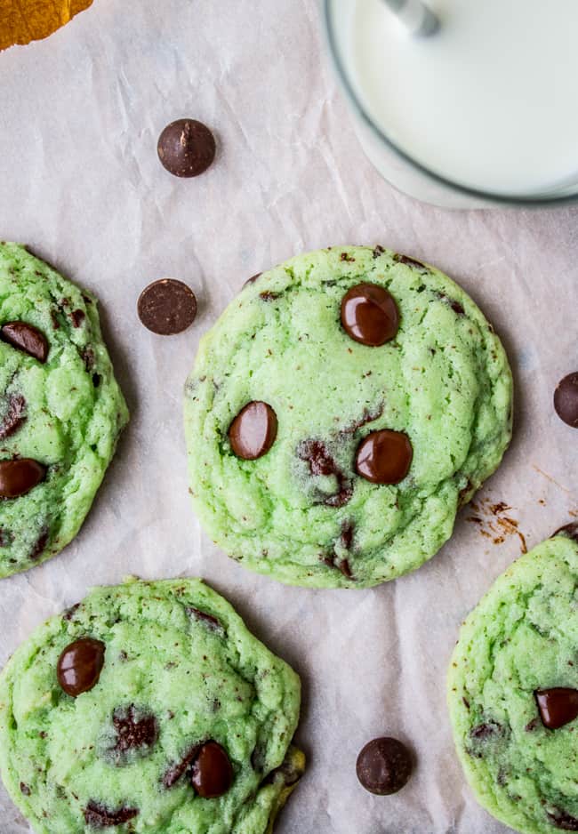Mint Chocolate Chip Cookies with Peppermint and Dark Chocolate