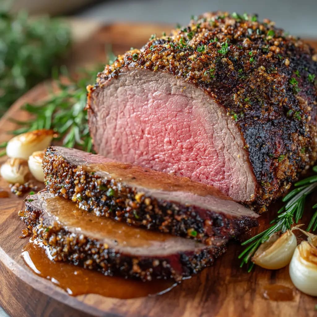 Garlic Herb Roast Beef Tenderloin with Brown Au Jus