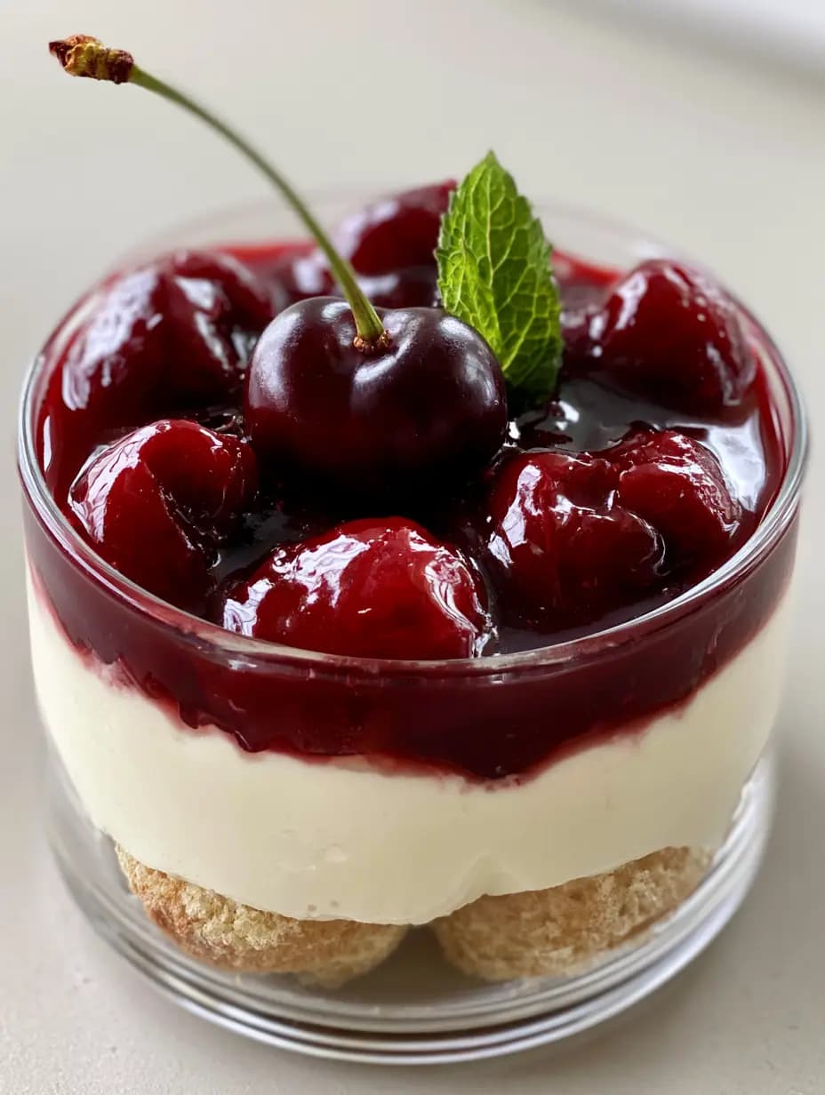 Cherry Amaretto Tiramisu with Espresso and Cherry Compote
