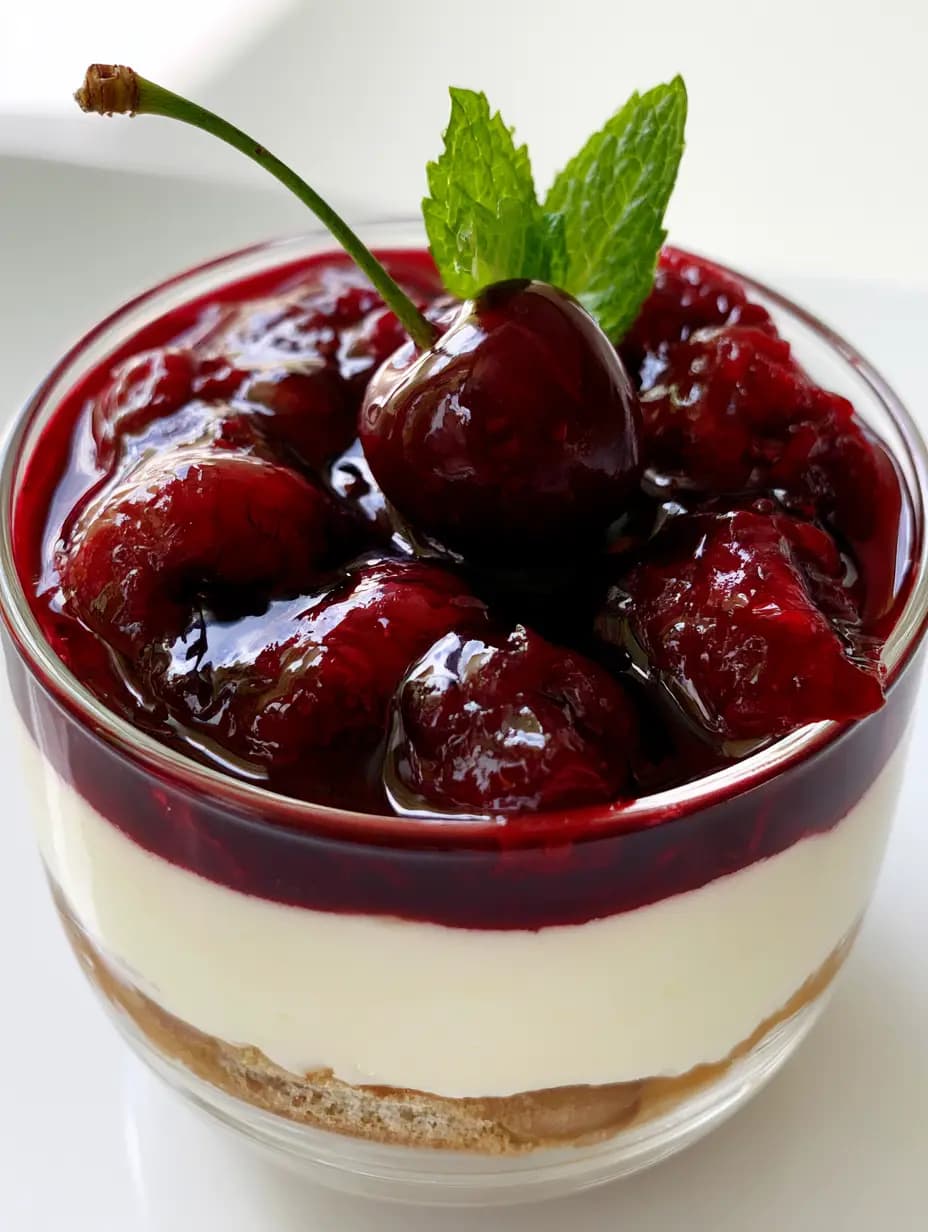 Cherry Amaretto Tiramisu with Espresso and Cherry Compote