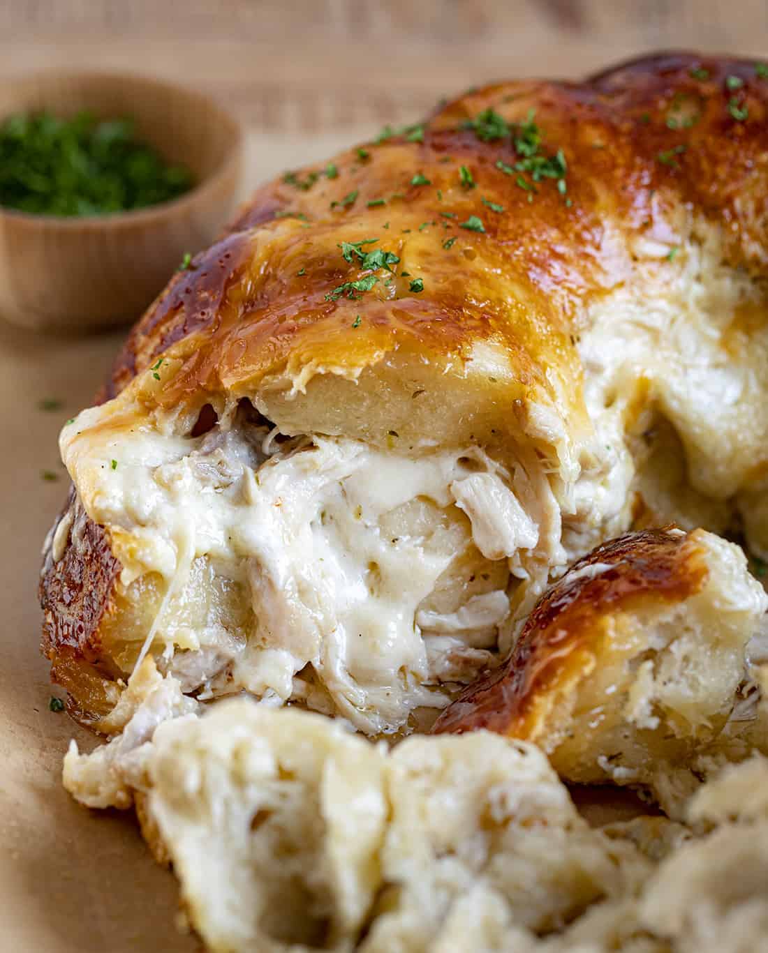 Chicken Alfredo Monkey Bread with Rotisserie Chicken